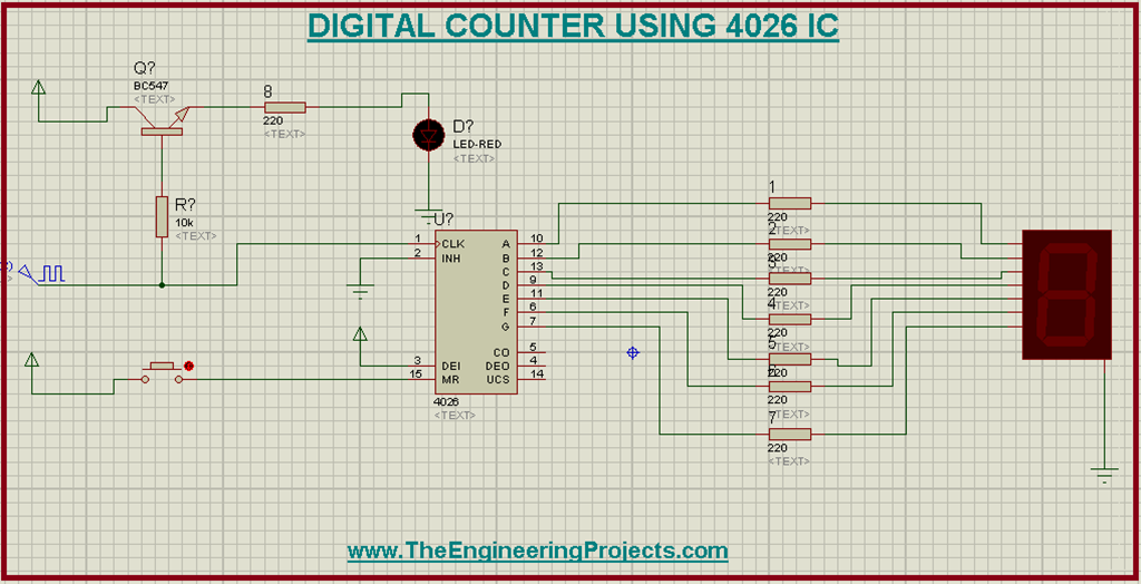 Digital Counter Using Ic In Proteus Isis The Engineering Projects