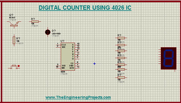 Digital Counter Using Ic In Proteus Isis The Engineering Projects