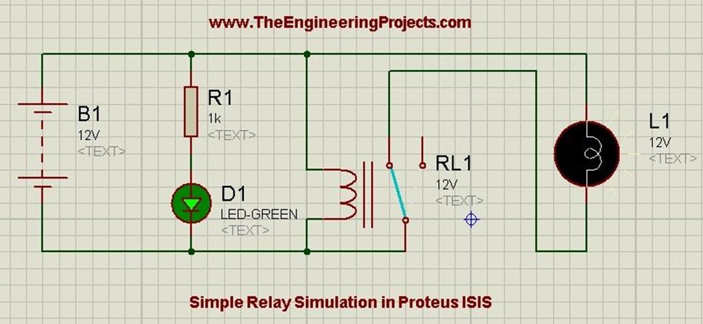 How to Control Relay in Proteus ISIS - The Engineering Projects