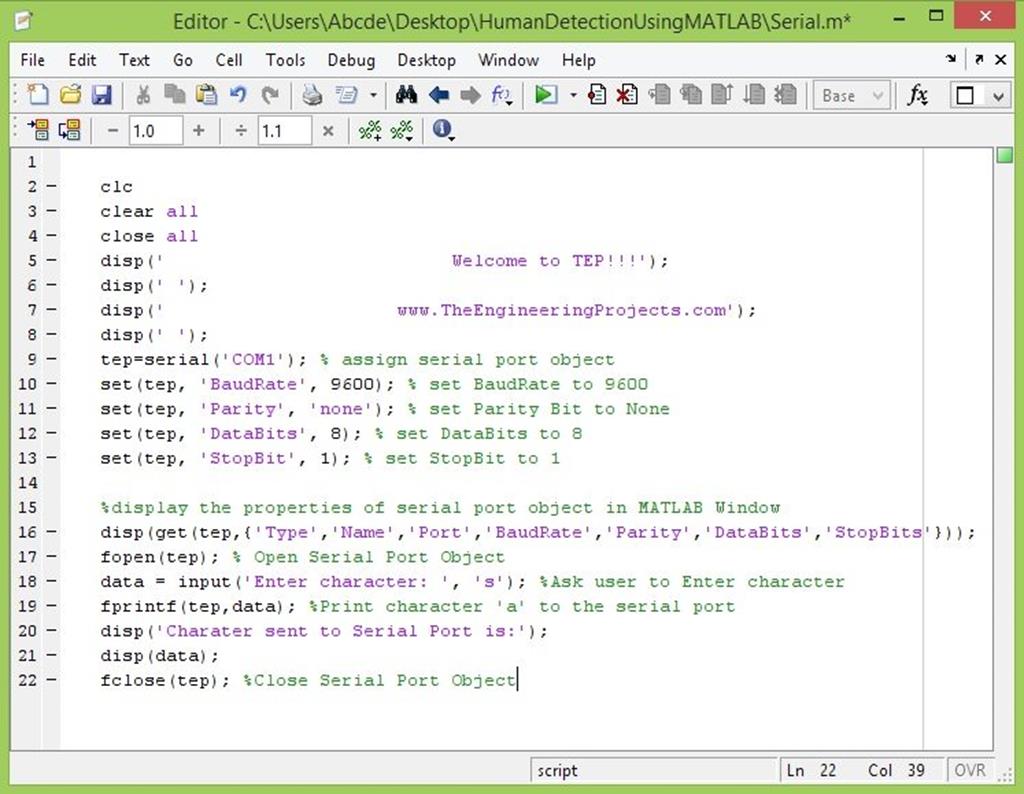Send data to Serial Port in MATLAB - The Engineering Projects