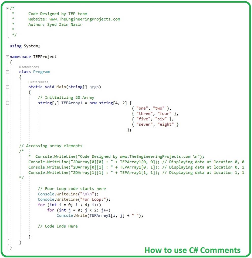 How to use C# Comments ??? - The Engineering Projects