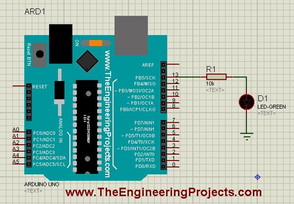 A Simple Arduino LED Example in Proteus The Engineering Projects