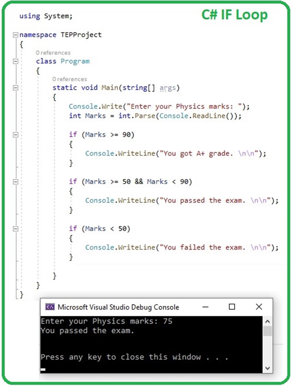 How to use IF Loop in C# - The Engineering Projects