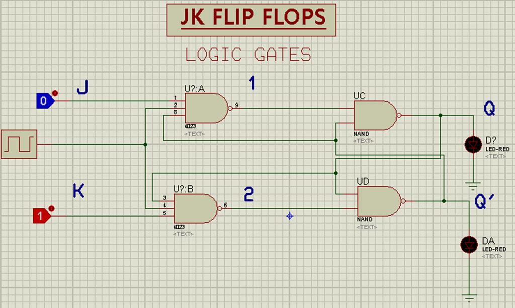 JK Flip Flop Circuit Diagram in Proteus - The Engineering Projects