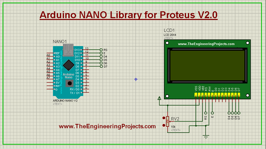 Arduino Nano Library for Proteus V2.0 - The Engineering Projects