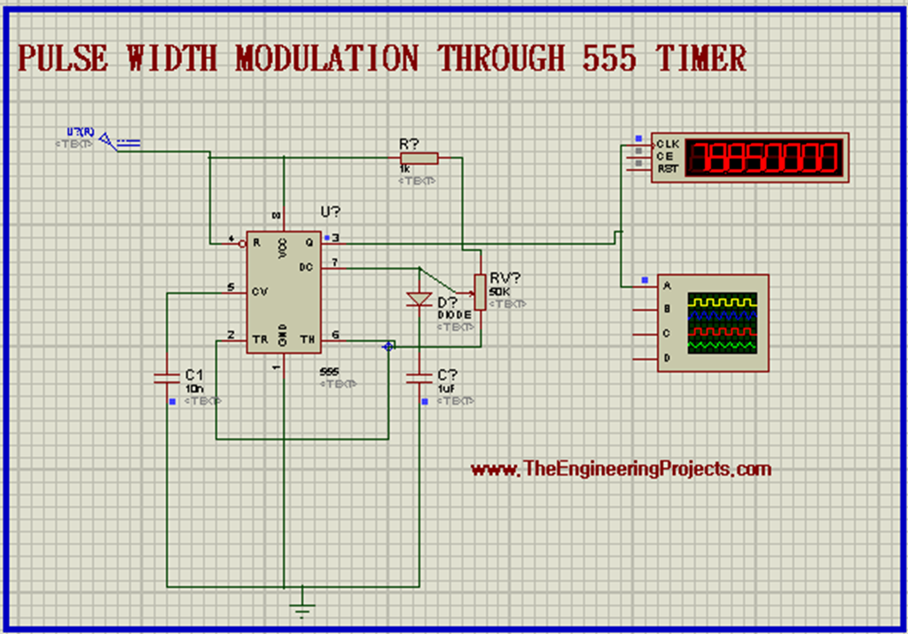 Pulse width. Генератор импульсов в proteus. 555 pwm. ne555 протеус. pulse width modulation.