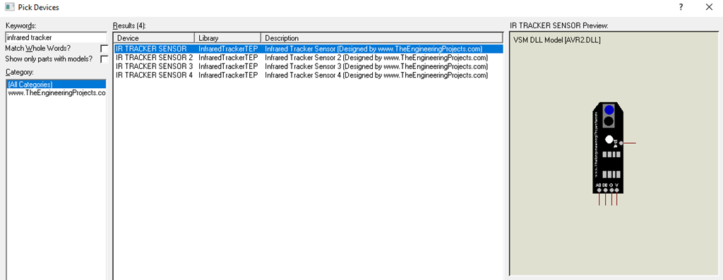 Infrared Tracker Sensor Library for Proteus - The Engineering Projects
