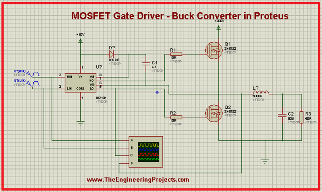 Buck Converter using MOSFET Gate Driver in Proteus The Engineering
