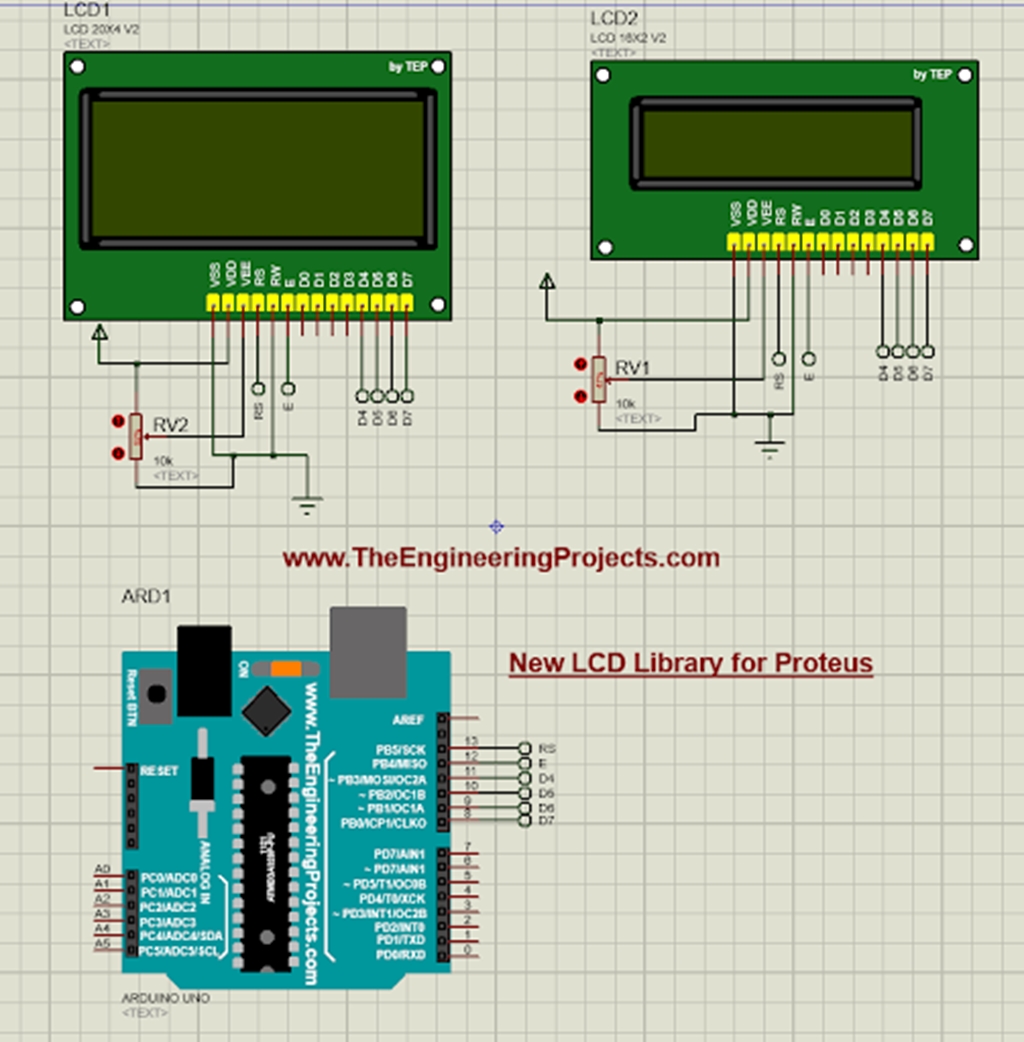 LCD Library for Proteus V2.0 - The Engineering Projects