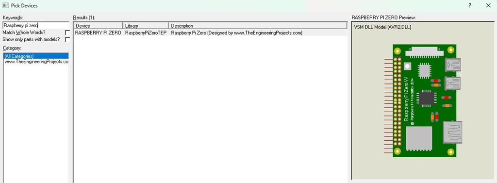 Raspberry Pi Zero W Library For Proteus The Engineering Projects 