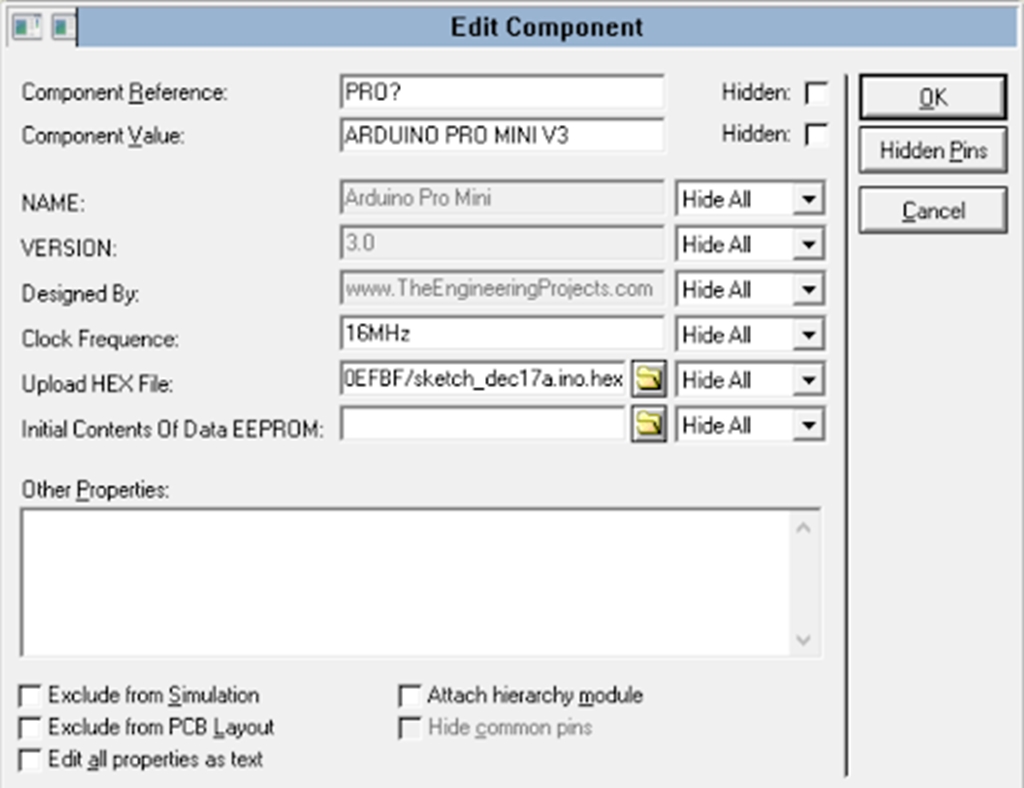 Arduino Pro Mini Library for Proteus V3.0 - The Engineering Projects
