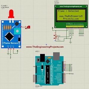 Interfacing of Flame Sensor with Arduino, Flame Sensor with Arduino, flame sensor arduino, arduino flame sensor,flame sensor in proteus