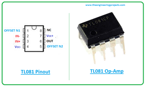 Introduction to tl081, tl081 pinout, tl081 power ratings, tl081 applications