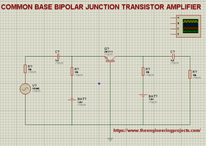 Common base amplifier, bjt amplifier in proteus, Common base bjt amplifier in proteus, implementation of Common base BJT Amplifiers