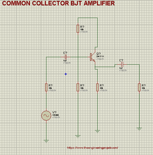 Common Collector BJT Amplifier In Proteus ISIS - The Engineering Projects