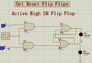 Flip Flop, SR Flip Flop, Active High SR Flip Flop, Active Low SR Flip Flop, Flip Flop In Proteus, SR Flip Flop in Proteus