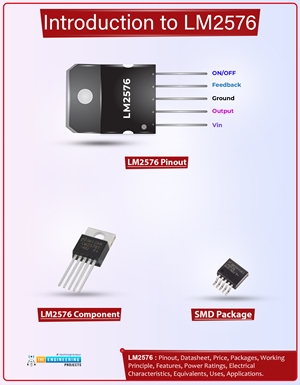 Introduction to lm2576, lm2576 pinout, lm2576 power ratings, lm2576 applications