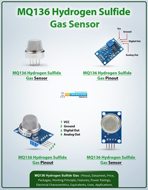 MQ136, MQ136 Hydrogen Sulfide Gas Sensor, MQ136 Pinout, MQ136 Datasheet, MQ136 Working, MQ136 Features, MQ136 Specifications, MQ136 Applications