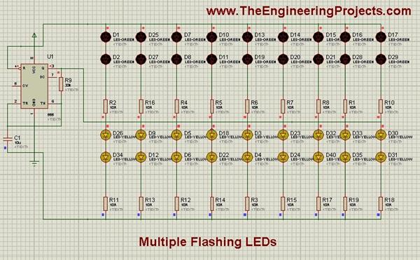 Multiple LED Flasher Project using 555 Timer in Proteus ISIS - The ...