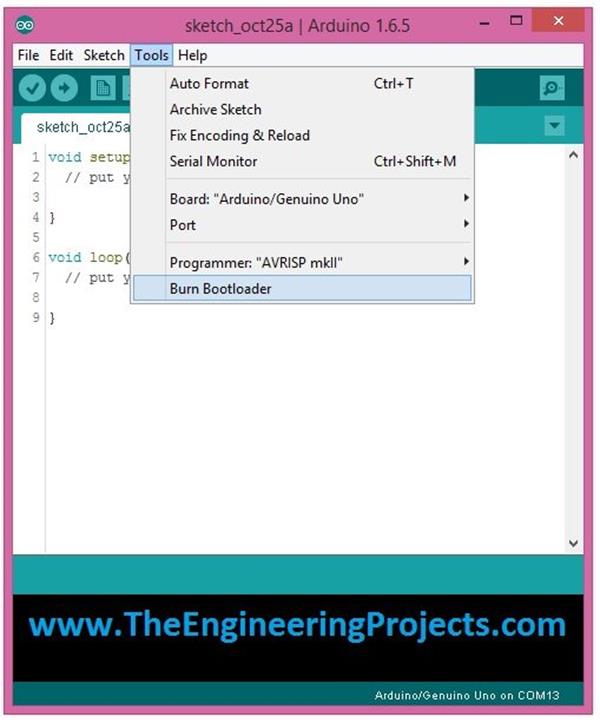 How to Upload Bootloader in Atmega328 - The Engineering Projects