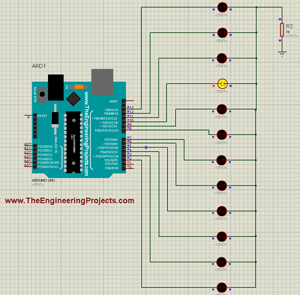 A Simple Arduino LED Example in Proteus - The Engineering Projects