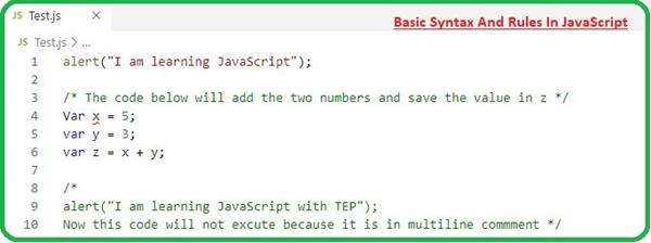 Basic Syntax And Rules In JavaScript - The Engineering Projects