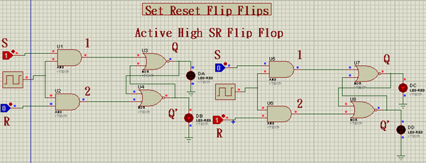 Implementation of SR Flip Flops in Proteus - The Engineering Projects