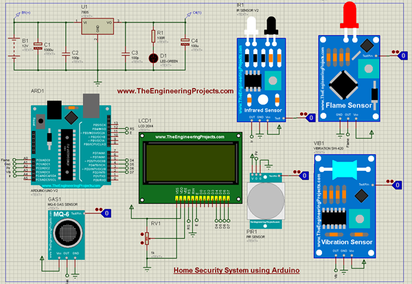 Home Security System using Arduino UNO in Proteus - The Engineering ...