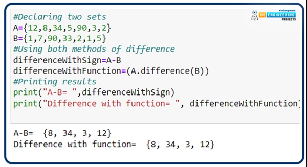 Python Set Operations with Examples - The Engineering Projects