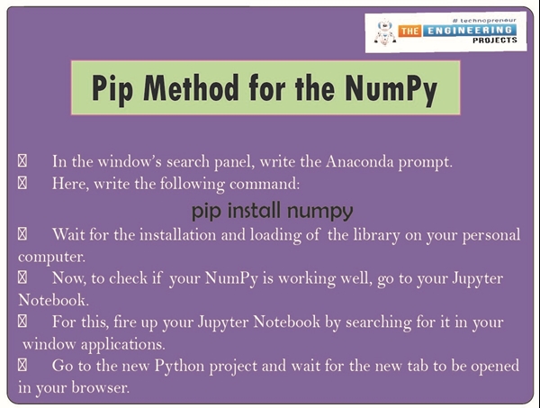 Installation and Functions of NumPy in Python - The Engineering Projects image.