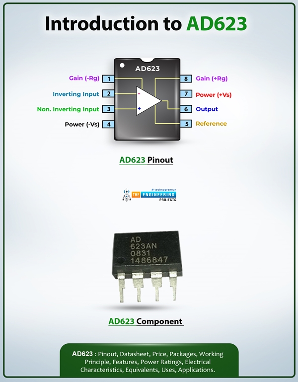 AD623 Instrumentation Amplifier Datasheet, Pinout, Features ...
