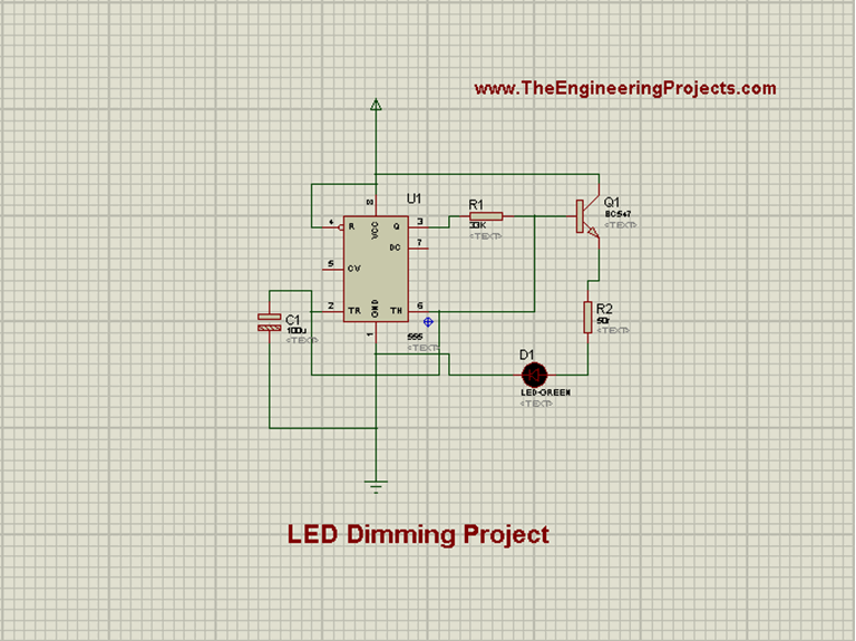 Led Dimming Project Using 555 Timer In Proteus Isis The Engineering Projects 8748