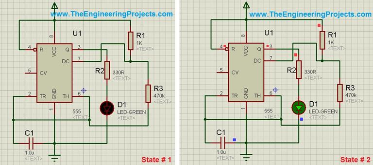 LED Flashing Project with 555 Timer in Proteus - The Engineering Projects