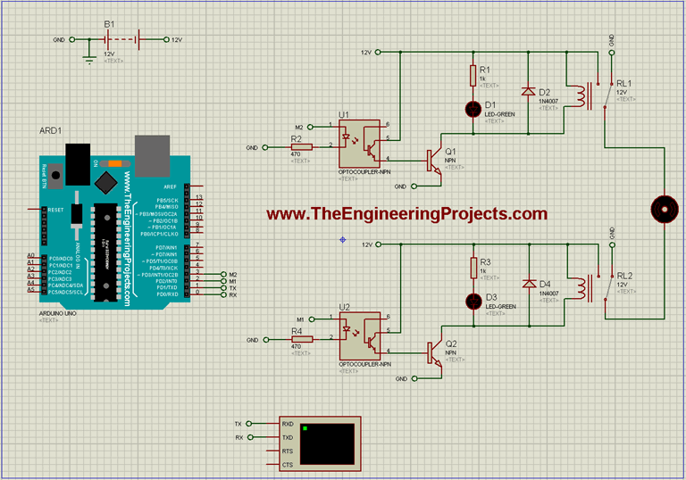 DC Motor Direction Control with Arduino in Proteus - The Engineering ...