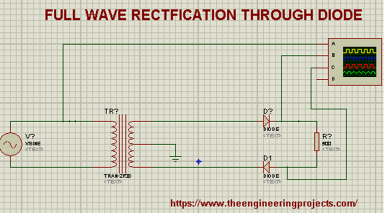 Full Wave Rectification in Proteus - The Engineering Projects