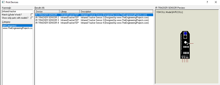 Infrared Tracker Sensor Library for Proteus - The Engineering Projects