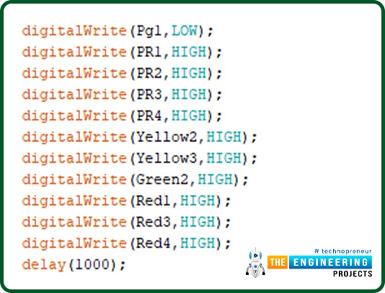 Simple 4-Way Traffic Light Control using Arduino - The Engineering Projects