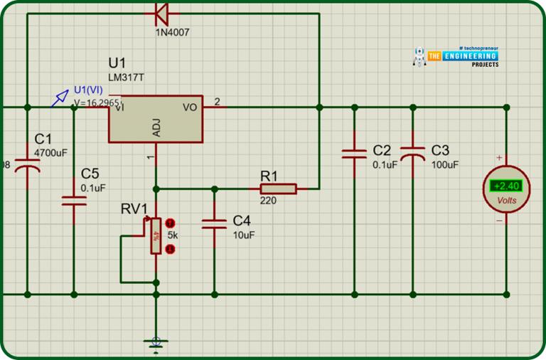 Regulated Power Supply Using LM317 - The Engineering Projects