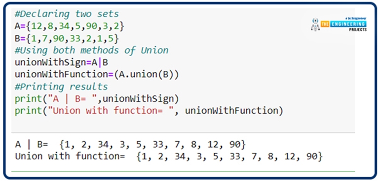 Python Set Operations with Examples - The Engineering Projects
