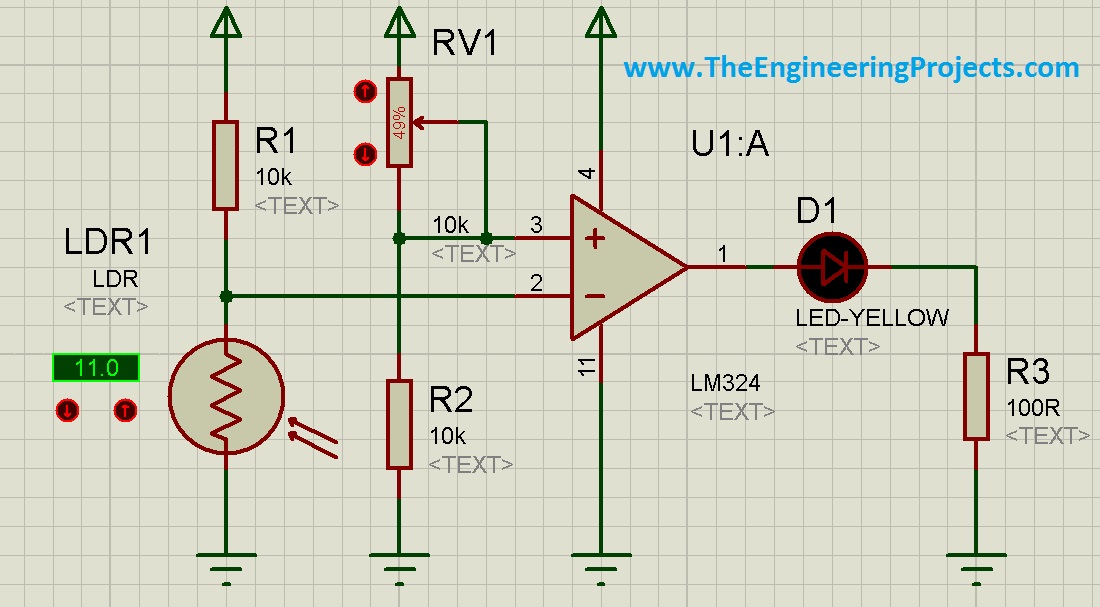 How to use LDR Sensor in Proteus, LDR simulation in Proteus, LDR Proteus Simulation, LDR circuit diagram, circuit diagram of LDR, LDR in Proteus