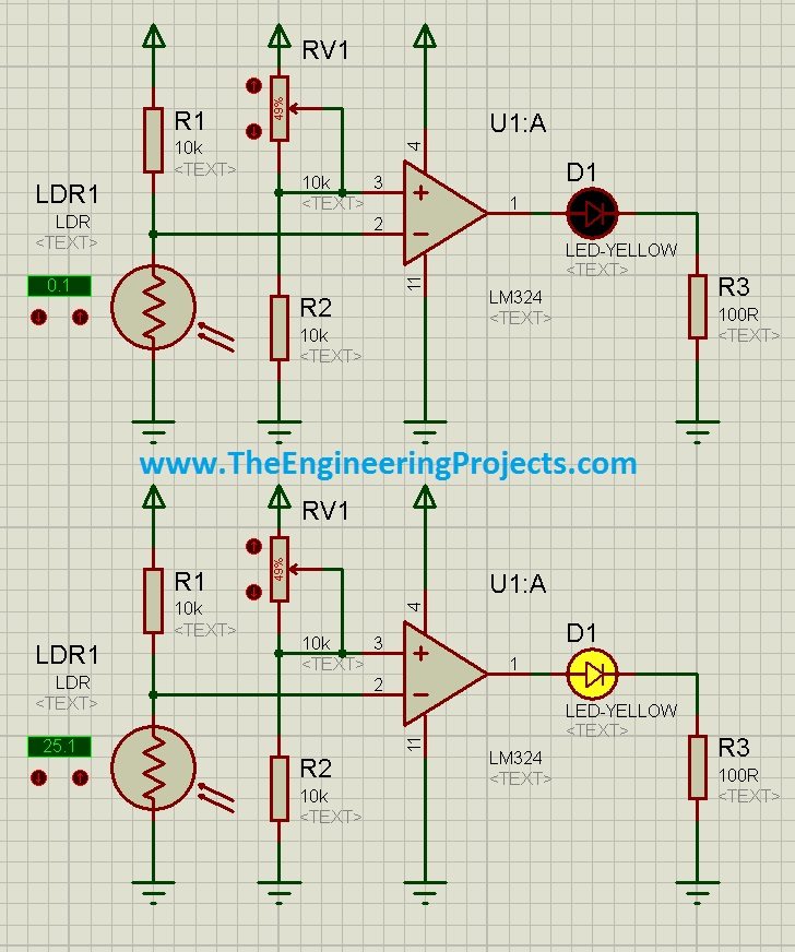 How to use LDR Sensor in Proteus, LDR simulation in Proteus, LDR Proteus Simulation, LDR circuit diagram, circuit diagram of LDR, LDR in Proteus