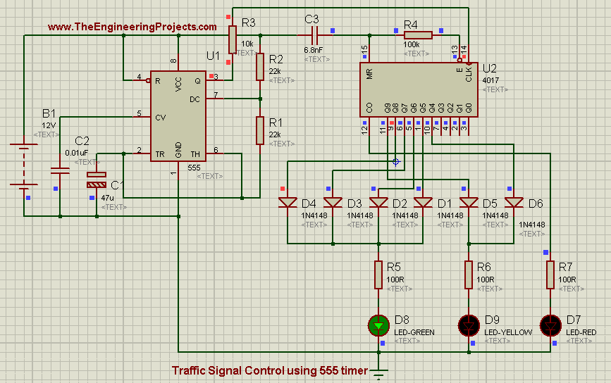 Traffic Signal control in proteus, how traffic signal works, how to design traffic signal control in proteus ISIS