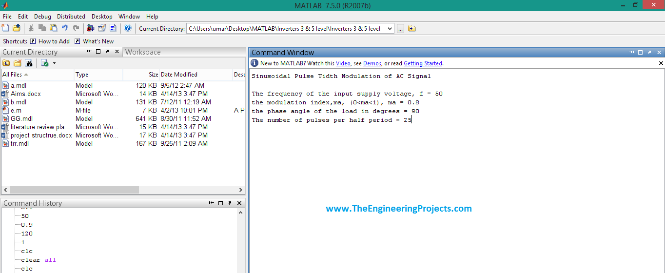 pwm of ac signal, How pwm is analyzed using MATLAB, analyzing PWM usingMATLAB