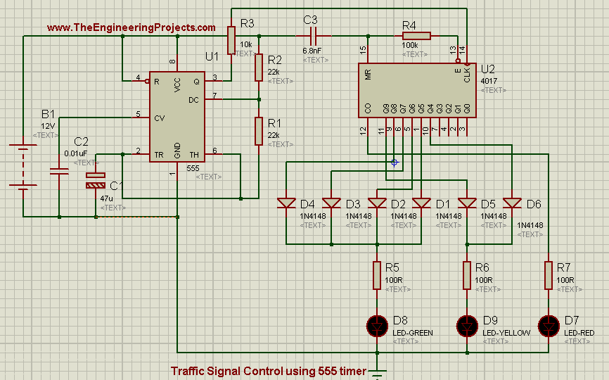 Traffic Signal control in proteus, how traffic signal works, how to design traffic signal control in proteus ISIS