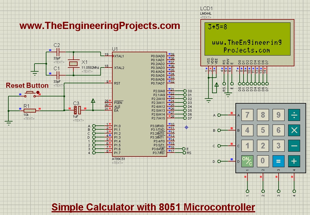 design calculator with 8051 microcontroller,calculator with 8051, calculator design 8051,8051 calculator