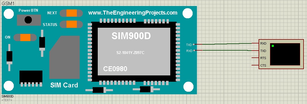 GSM Library for Proteus, GSM simulation proteus, gsm module proteus, sim900D in proteus, sim900D simulation in Proteus