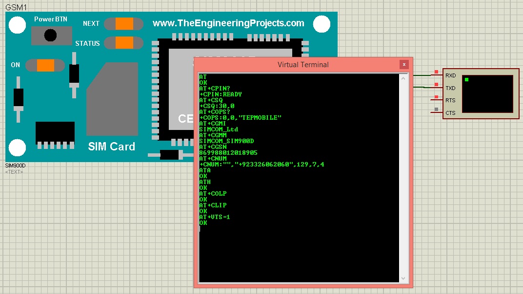 GSM Library for Proteus, GSM simulation proteus, gsm module proteus, sim900D in proteus, sim900D simulation in Proteus