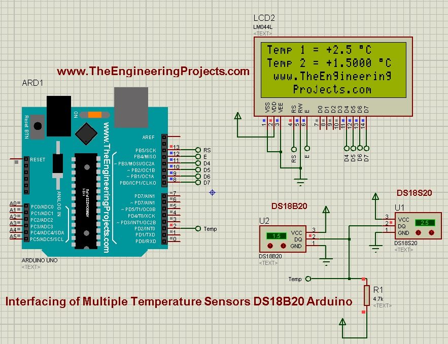Interfacing of Multiple DS18B20 Arduino,ds18b20 arduino, arduino ds18b20, multiple ds18b20 arduino, arduino with ds18b20