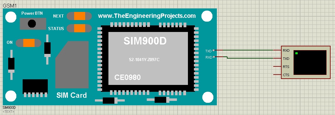 send sms with sim900d, send sms sim900d, sim900d simulation in proteus, proteus simulation of sim900d, sim900d library for proteus