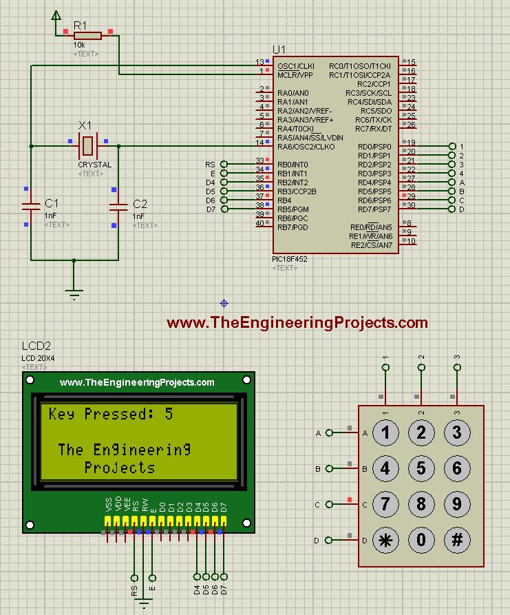 keypad with pic, keypad with pic microcontroller, pic with keypad, pic microcontroller with keypad